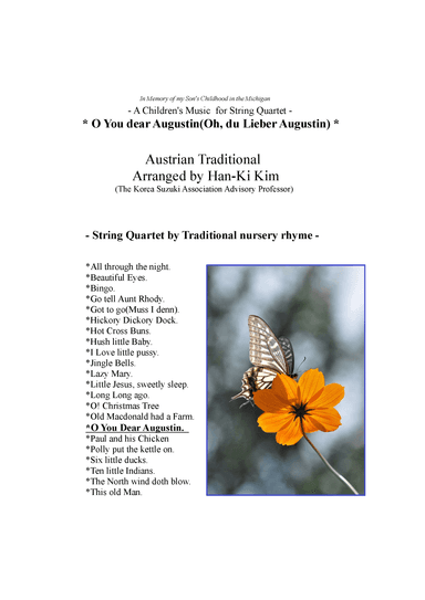 O You dear Augustin(O du Lieber Augustin) (For String Quartet) (arr. Han-Ki Kim)