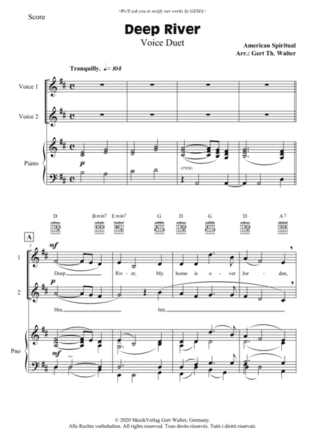 Deep River (arr. Gert Th. Walter)