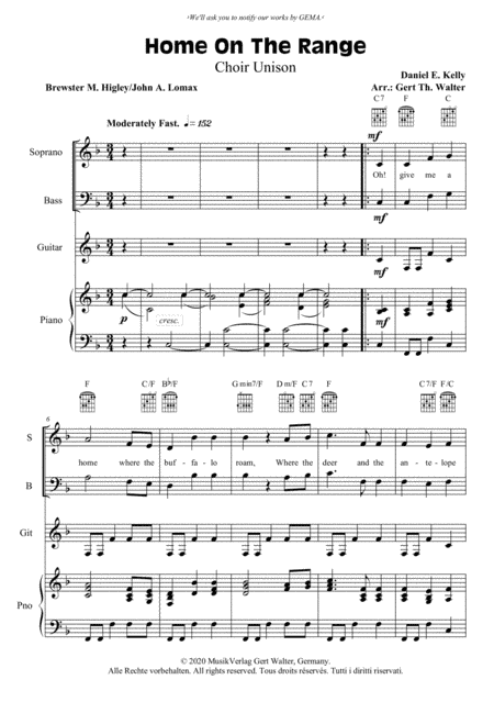 Home On The Range (arr. Gert Th. Walter)