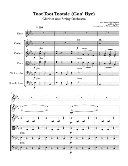 Toot Toot Tootsie Goo' Bye Flute and String Orchestra (arr. Abraham Maduro)