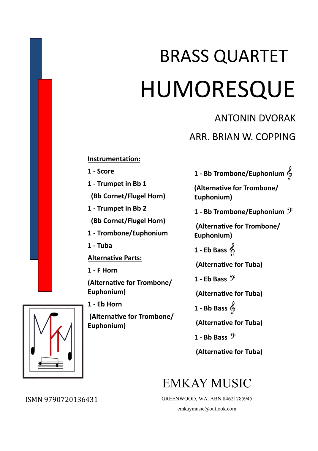 HUMORESQUE – BRASS QUARTET (arr. BRIAN W. COPPING)