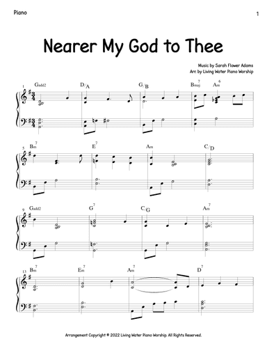 Nearer My God To Thee (arr. Living Water Piano Worship)