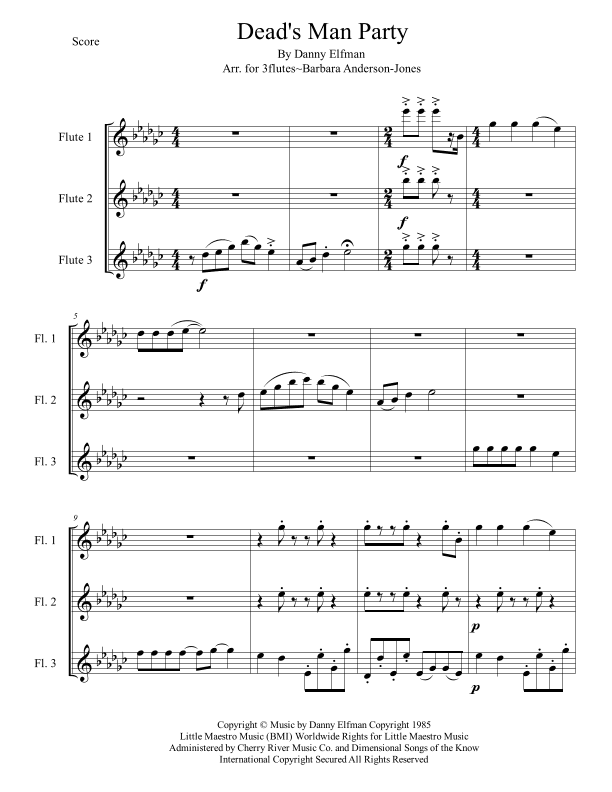 Dead Man's Party - Score Only (arr. Barbara Anderson-Jones)