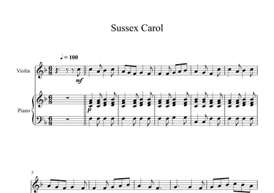 Sussex Carol (Violin + Piano) (arr. Digital Book Music)