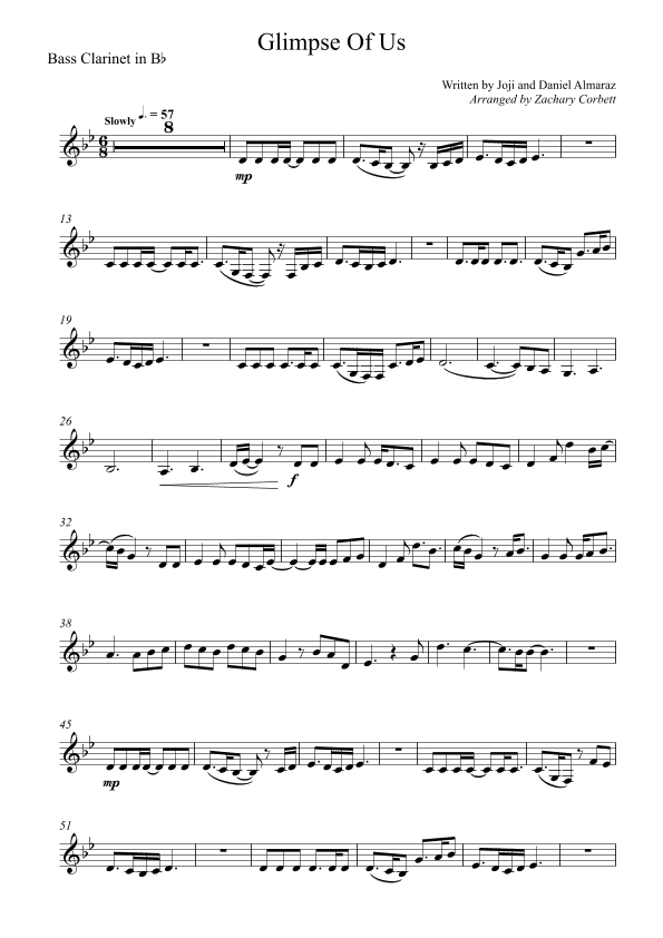 Glimpse Of Us (arr. Zachary Corbett)