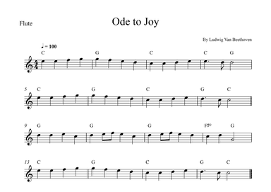 Ode to Joy - Flute Easy (arr. Wesley S. SIlva)