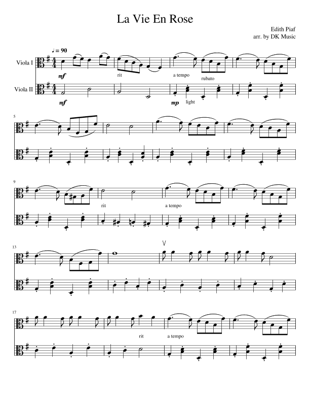 La Vie En Rose (arr. DK Music)