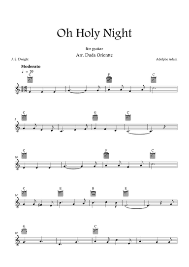 Oh Holy Night (C major - TABS - no lyrics) (arr. Duda Oriontte)