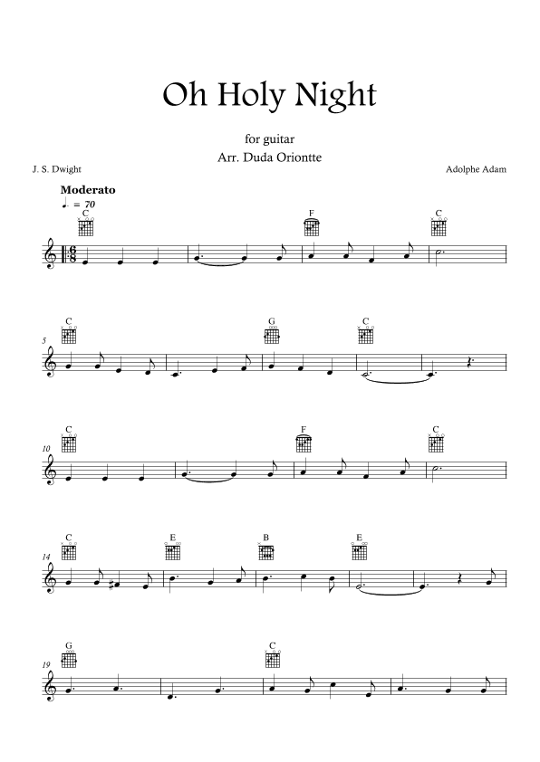 Oh Holy Night (C major - TABS - no lyrics) (arr. Duda Oriontte)