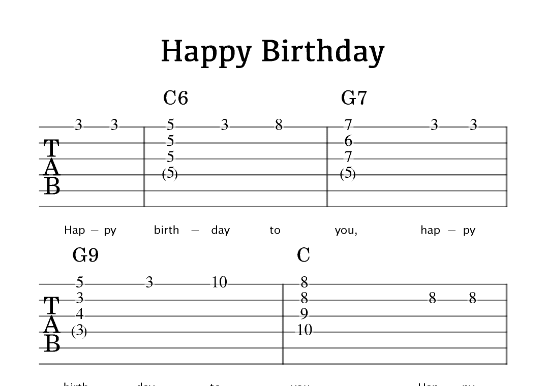 Happy Birthday (Solo Arrangement for Guitar) (arr. Douglas R. Bell)