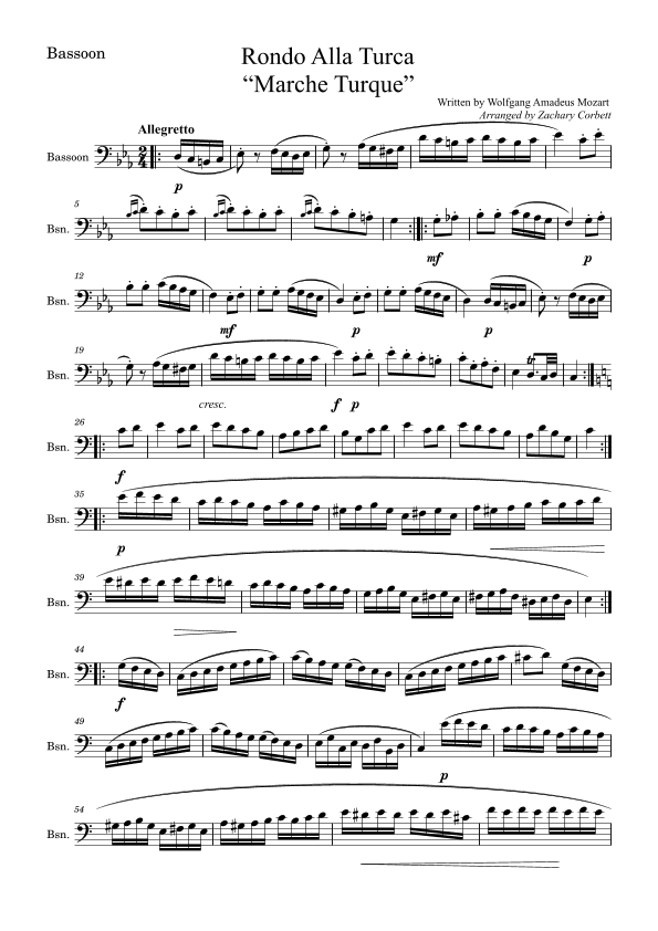 Rondo Alla Turca (Turkish March) (arr. Zachary Corbett)