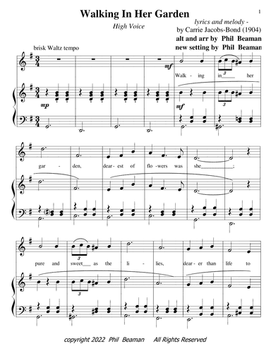 Walking In Her Garden - high voice-piano (arr. Phil Beaman)
