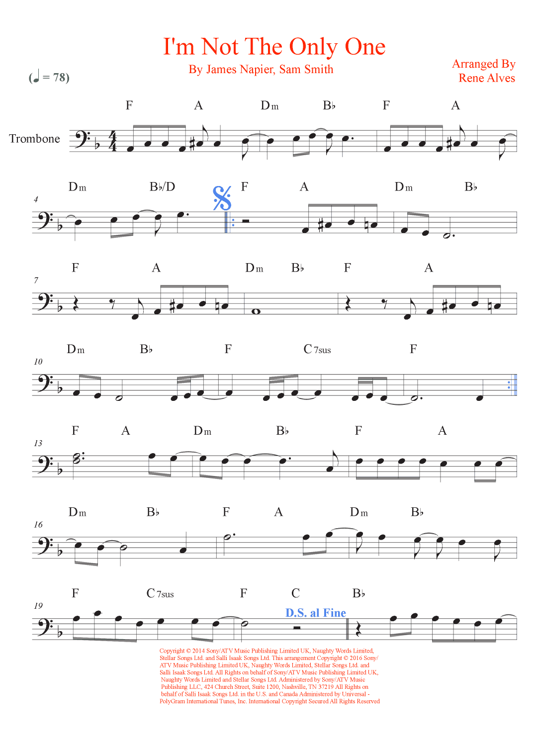 I'm Not The Only One (arr. Rene Alves)