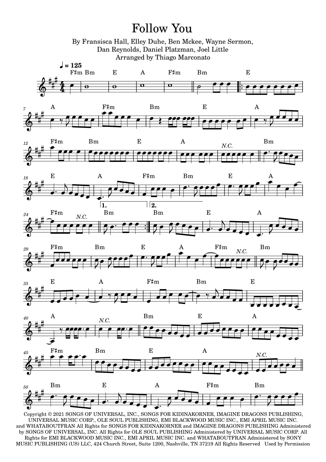 Follow You (arr. Thiago Marconato)