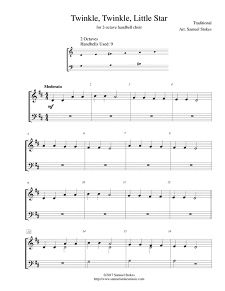 Twinkle, Twinkle, Little Star - for 2-octave handbell choir (arr. Samuel Stokes)