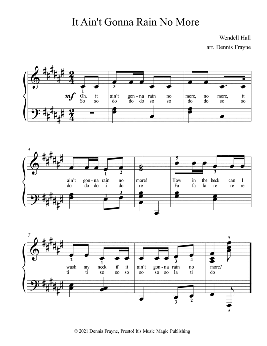 It Ain't Gonna Rain No More (arr. Dennis Frayne)