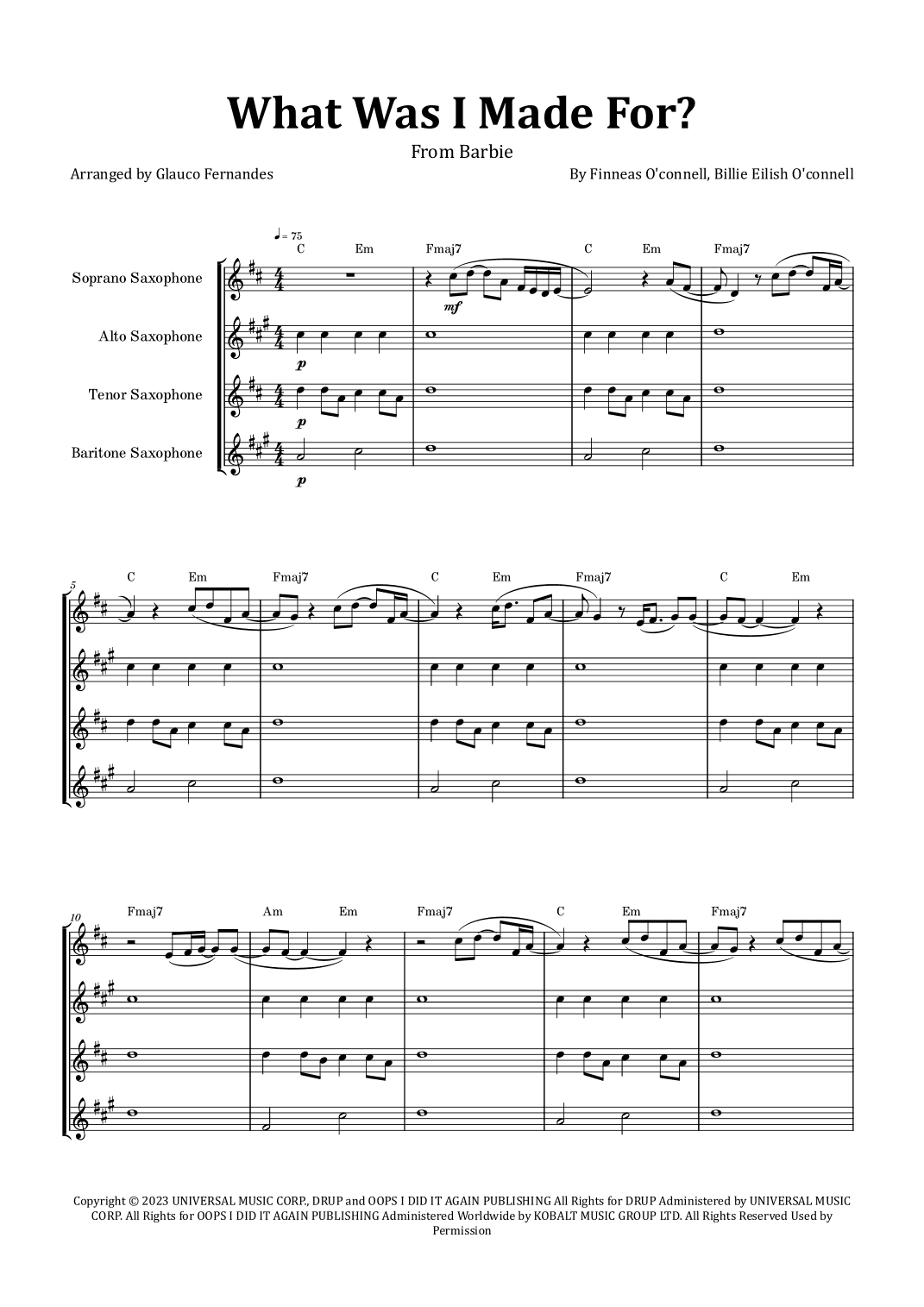 What Was I Made For? (arr. Glauco Fernandes)
