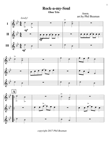 Rock-a-my-Soul -Oboe Trio (arr. Phil Beaman)