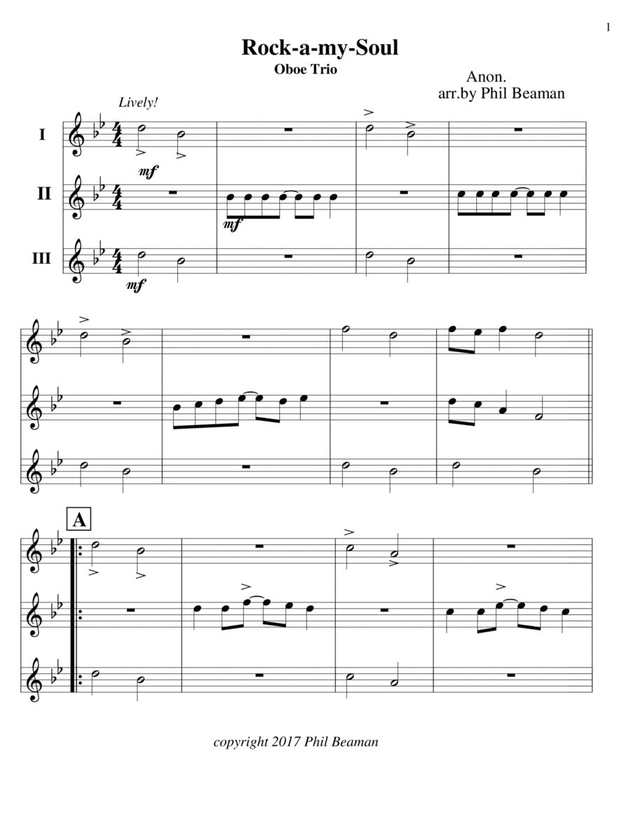 Rock-a-my-Soul -Oboe Trio (arr. Phil Beaman)