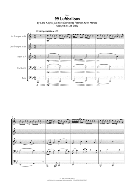 99 Red Balloons (99 Luftballons) (arr. Seb Skelly)