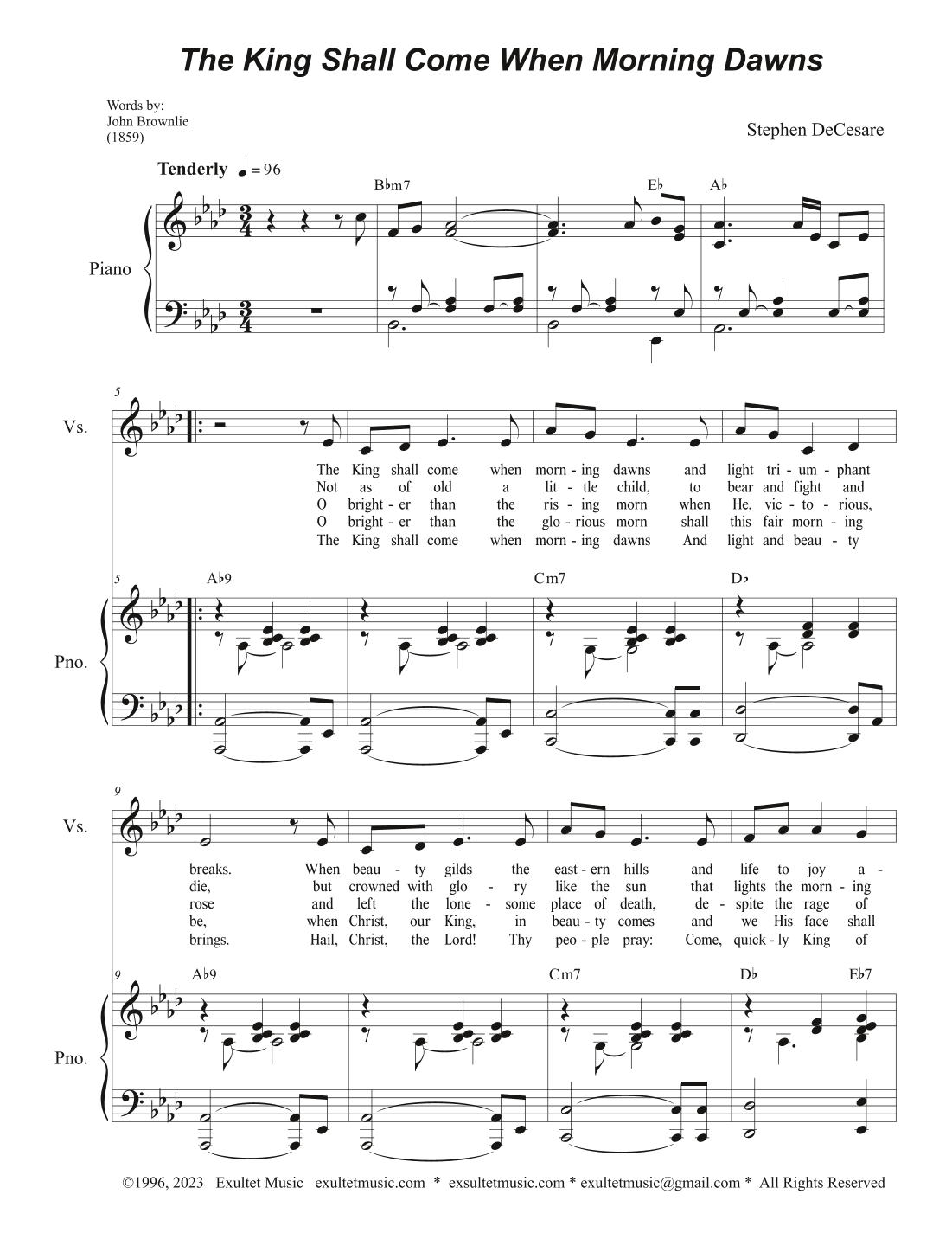 The King Shall Come When Morning Dawns (2-part choir)