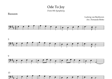 Ode To Joy Theme (from Beethoven's 9th Symphony) for Bassoon Solo (arr. Fernando Britto)