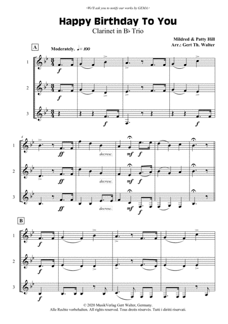 Happy Birthday To You (arr. Gert Th. Walter)