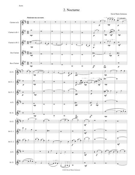 Nocturne for clarinet quintet ( E flat, 2 B flats, alto and bass)