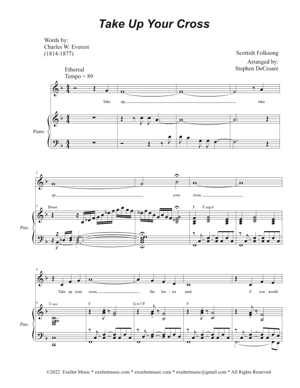 Take Up Your Cross (Unison choir - (Medium Key) (arr. Stephen DeCesare)