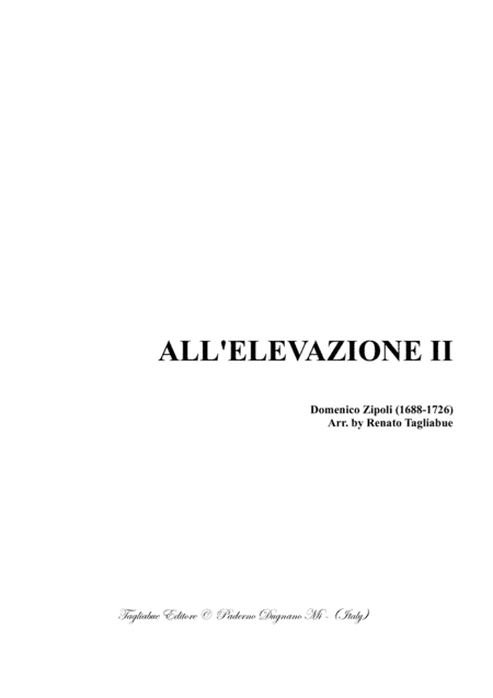 TOCCATA ALL'ELEVAZIONE II in C Maior - D. Zipoli - From Sonate d (arr. Renato Tagliabue)