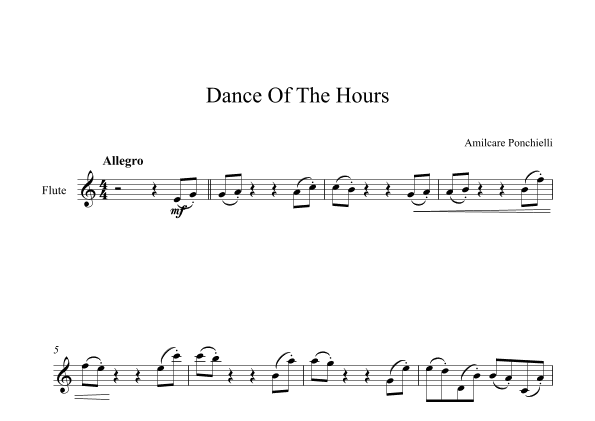 Dance Of The Hours - Amilcare Ponchielli (Flute) (arr. Digital Book Music)