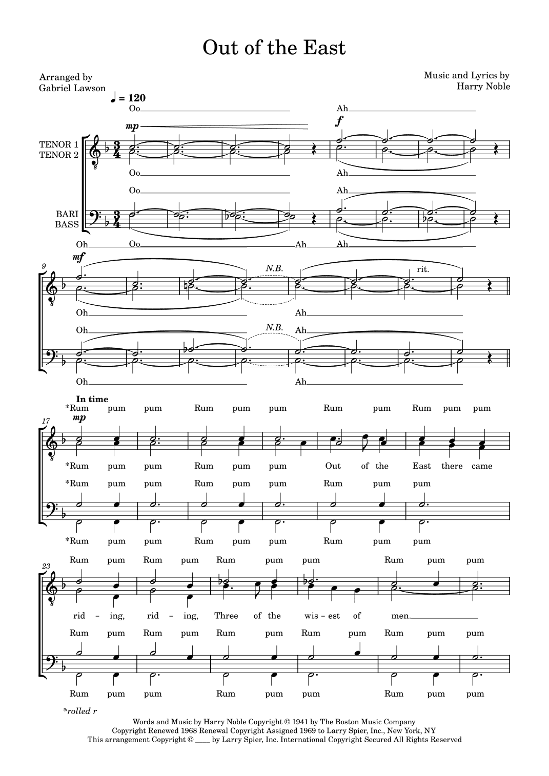 Out Of The East (arr. Gabriel Lawson)
