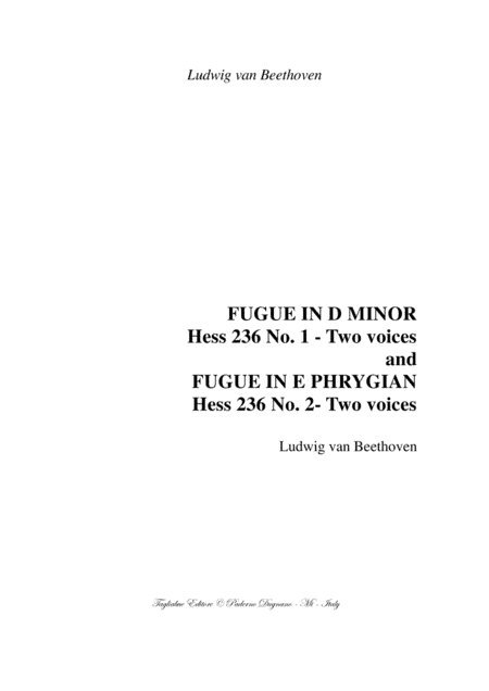 BEETHOVEN - FUGUE IN D MINOR and FUGUE IN E PHRYGIAN - Hess 236 n. 1 and 2