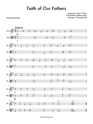 Faith of Our Fathers - Violin/Viola Duet (arr. Christopher Bell)