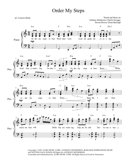 Order My Steps (dear Lord) (arr. Leonora Hardy)