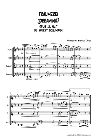 'Traumerei (Dreaming)' Op.15 No.7 by Robert Schumann for Woodwind Quartet. (arr. Stephen Davies)