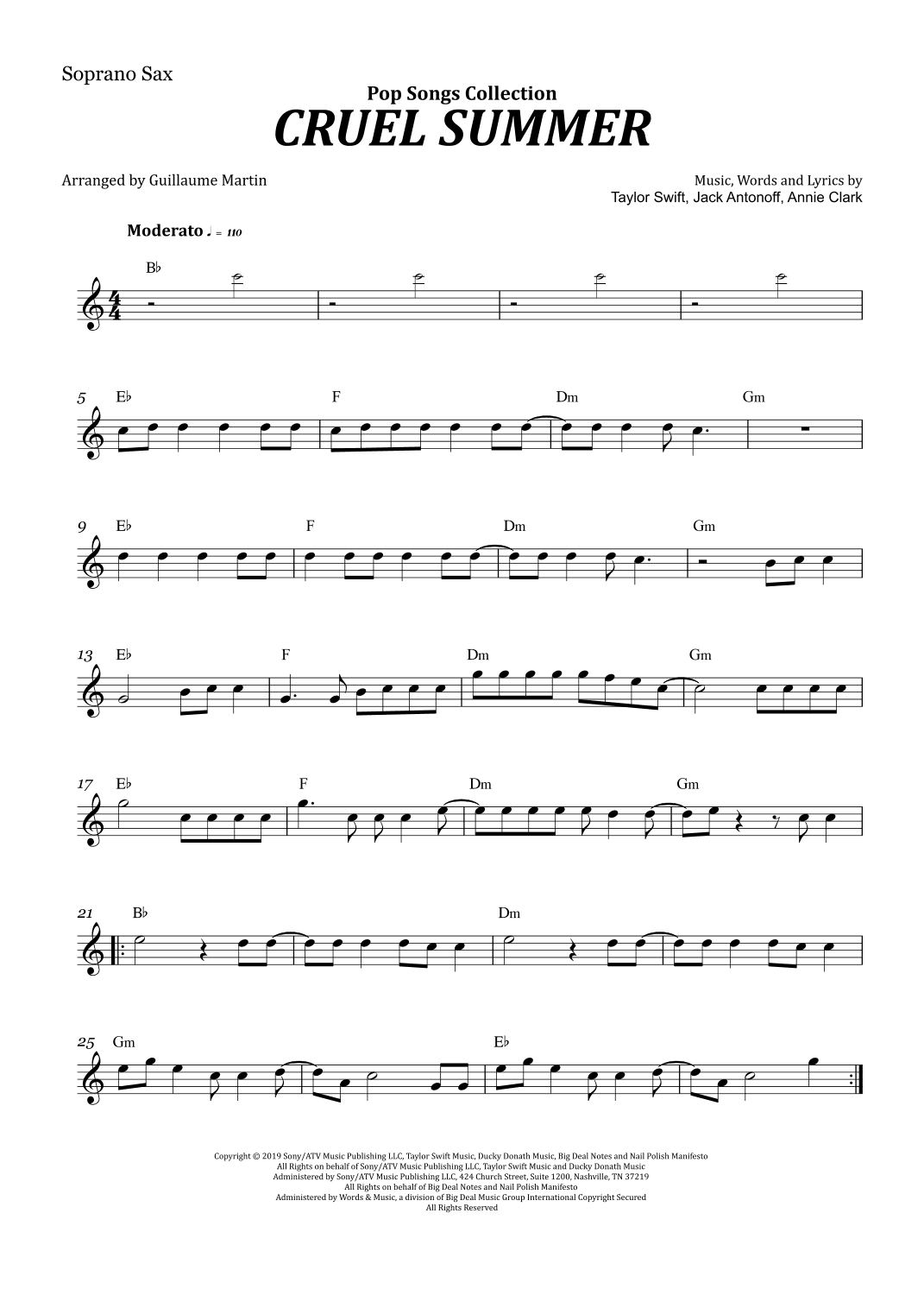 Cruel Summer (arr. Guillaume Martin)