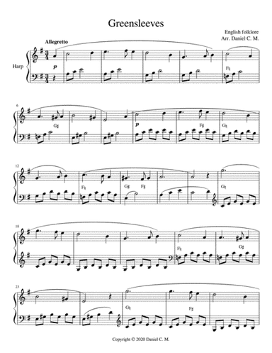 Greensleeves for harp (arr. Daniel C. M.)