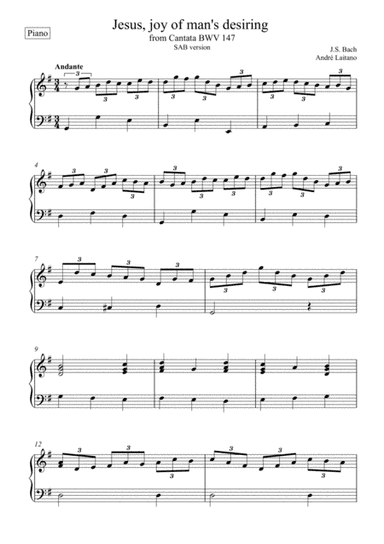 Johann Sebastian Bach - Jesus, joy of man's desiring (Easy Piano Solo) (arr. André Laitano)