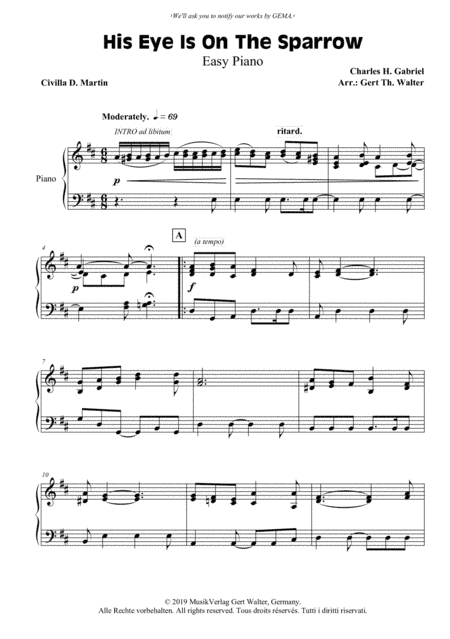 His Eye Is On The Sparrow (arr. Gert Th. Walter)