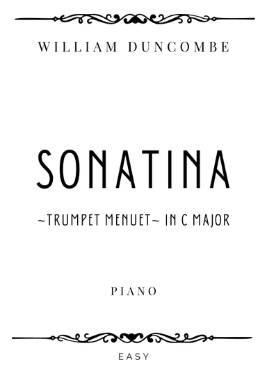 Duncombe - Sonatina in C Major (Trumpet Menuet) - Easy (arr. Piacere Music Sheets)