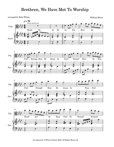 Brethren, We Have Met To Worship--viola solo (arr. Beka Wilson)