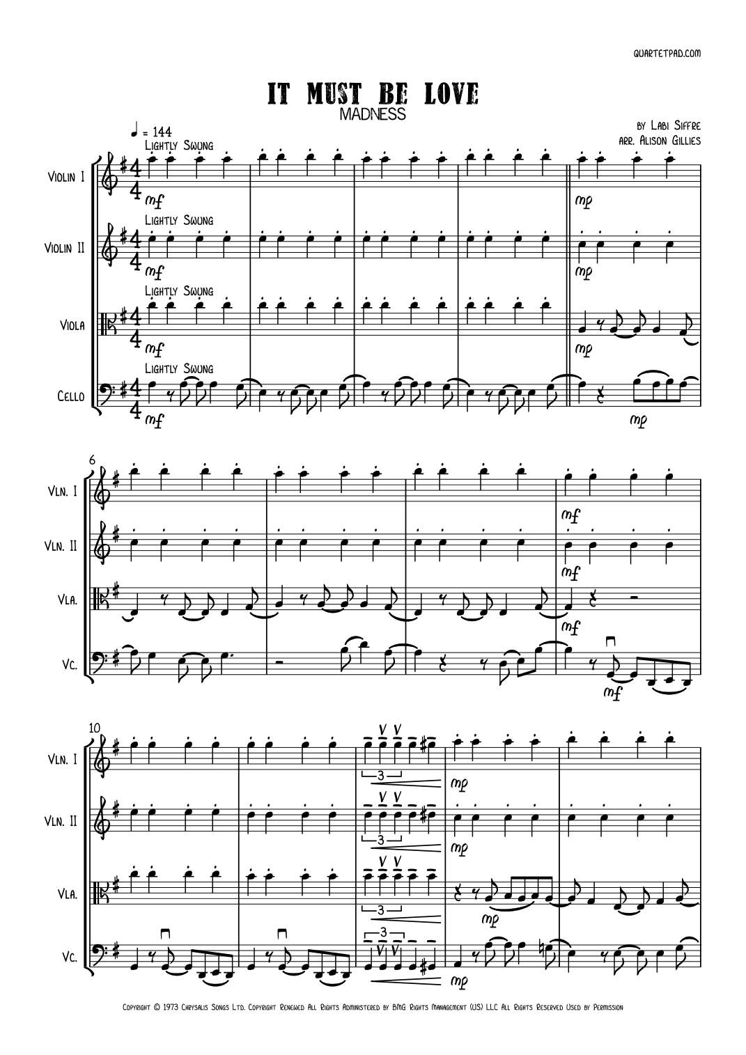 It Must Be Love (arr. Alison Gillies)