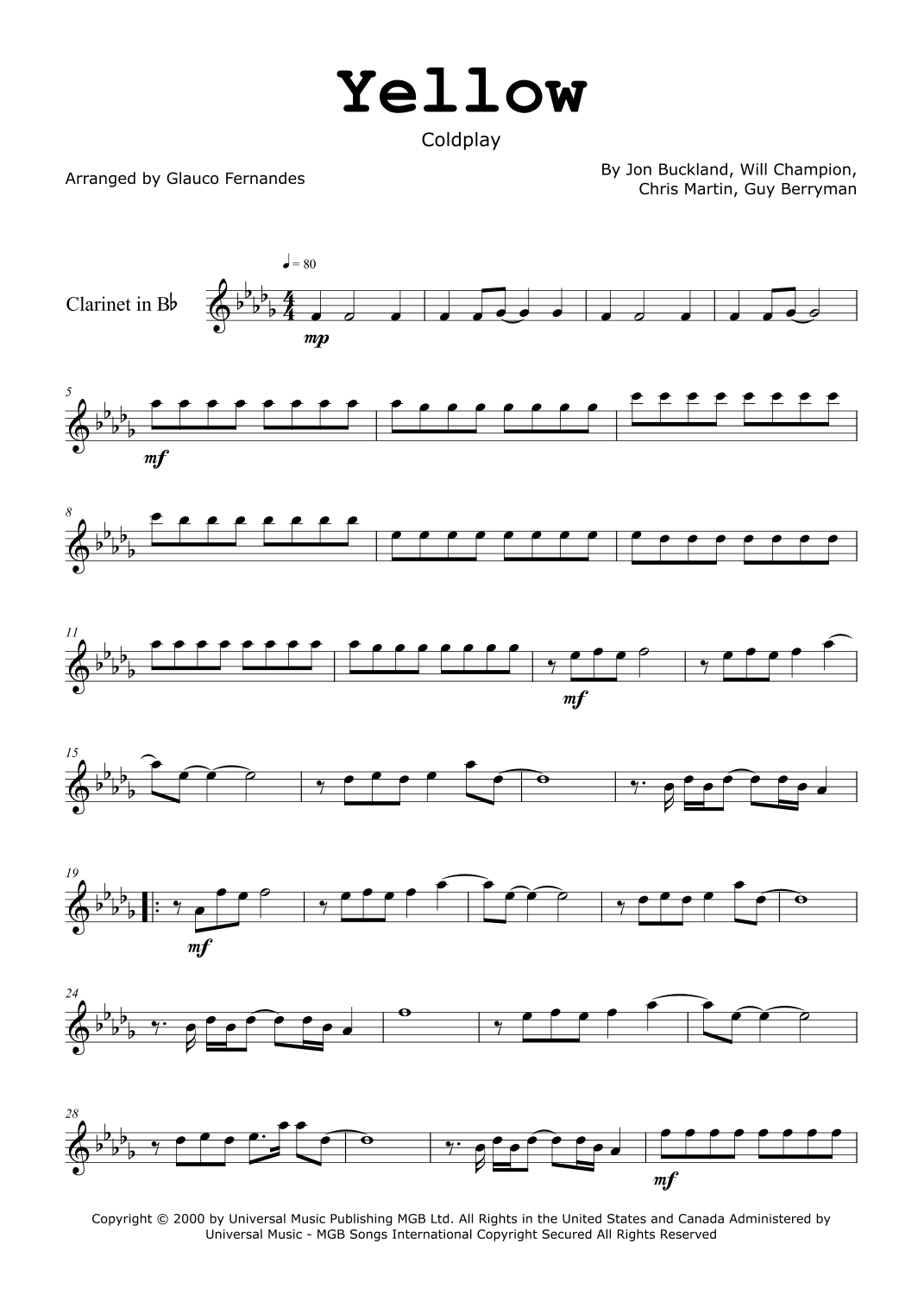 Yellow (arr. Glauco Fernandes)