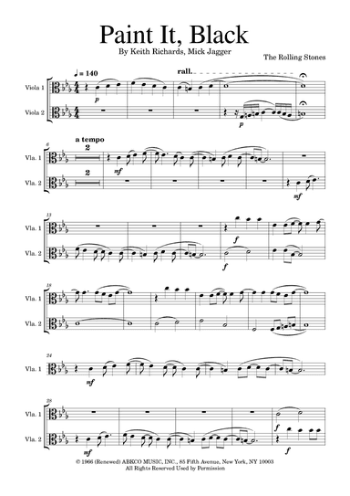 Paint It, Black (arr. Golden Skull Editions)