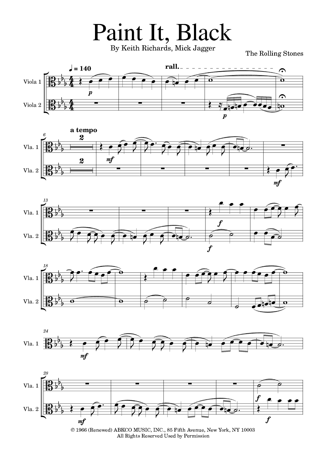 Paint It, Black (arr. Golden Skull Editions)