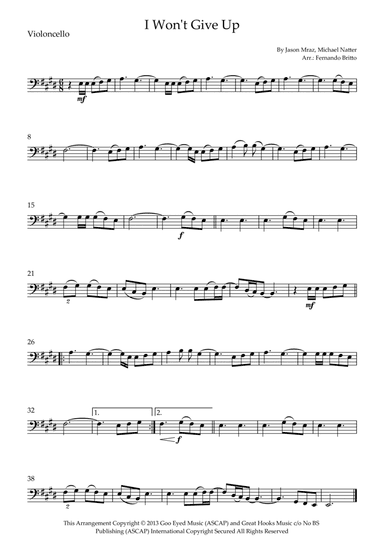 I Won't Give Up (arr. Fernando Britto)