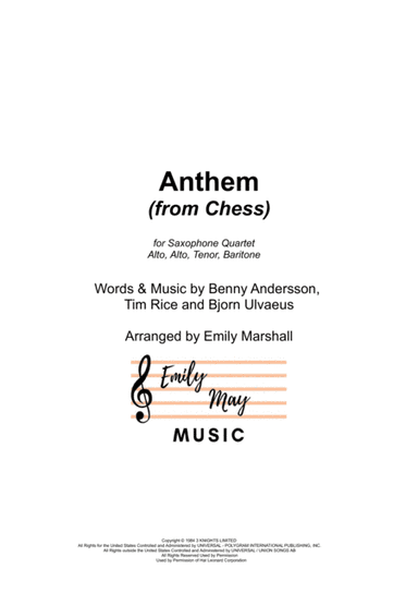 Anthem (from Chess) (arr. Emily Marshall)