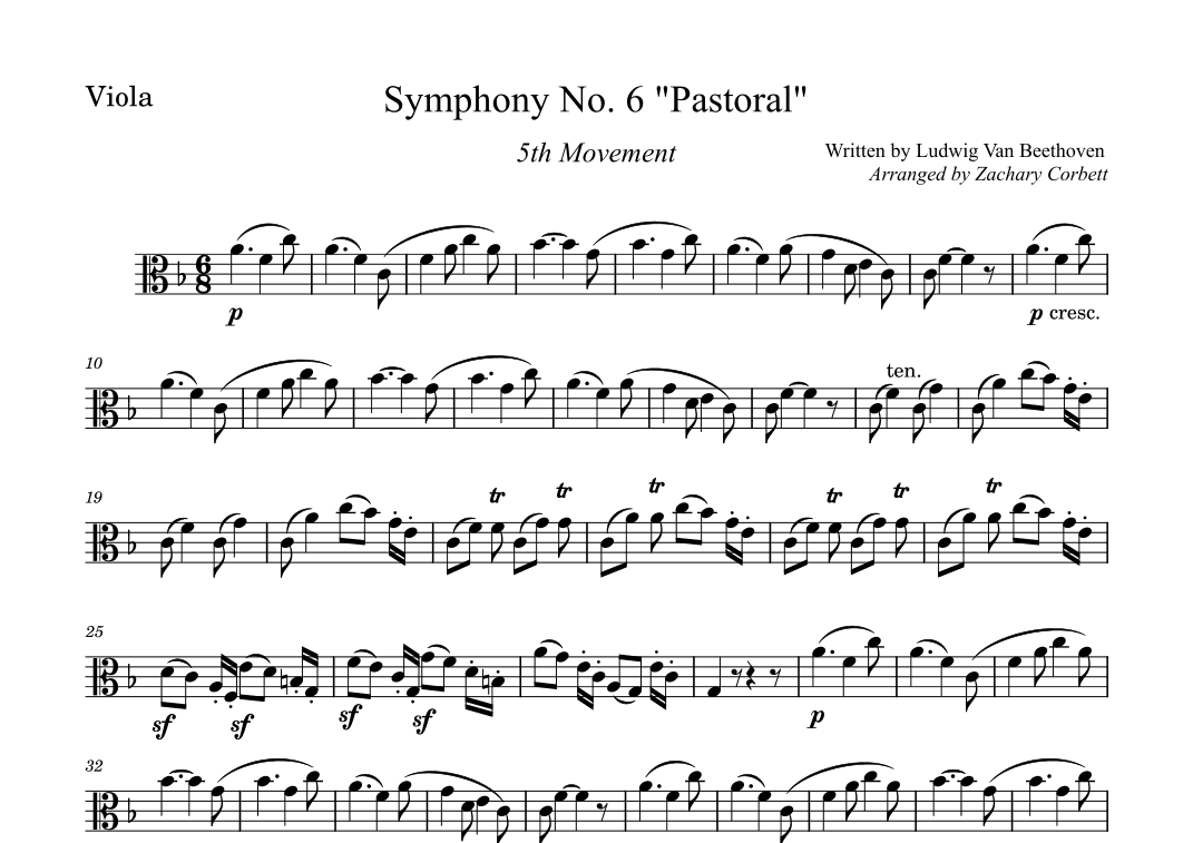 Symphony No. 6 5th Movement (arr. Zachary Corbett)