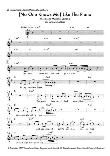 (no One Knows Me) Like The Piano (arr. Andrea La Rose)